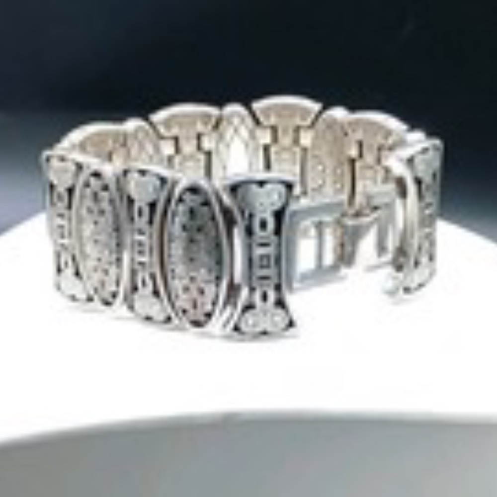 Brighton Wide Black Faceted Filigree Pattern Bracelet - Picture 8 of 10